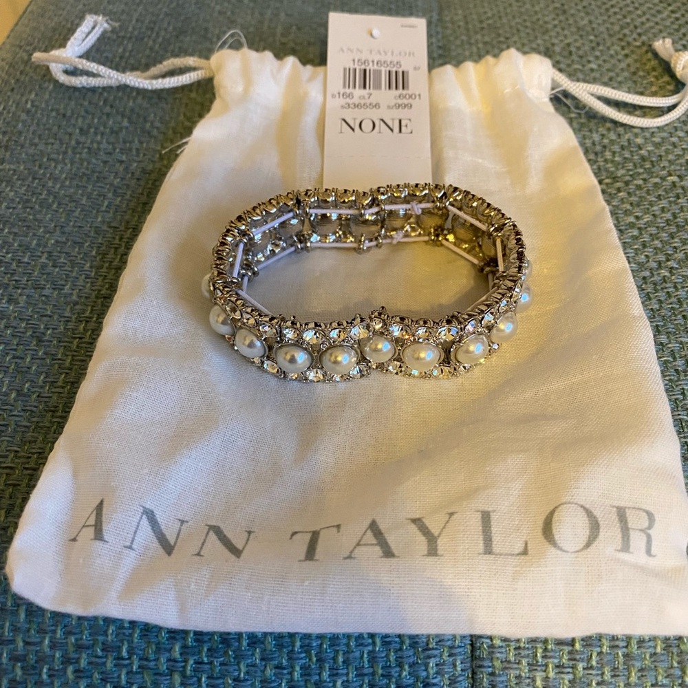Pearl and rhinestone Ann Taylor bridal bracelet